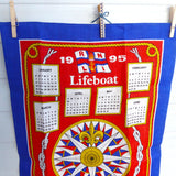 Lifeboat RNLI Calendar Towel 1995 Tea Dish Towel English Charity Kitchen Unused