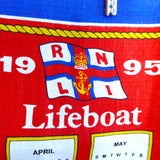 Lifeboat RNLI Calendar Towel 1995 Tea Dish Towel English Charity Kitchen Unused