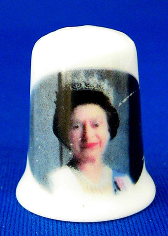 Queen Elizabeth II Thimble Bone China With Crown Photo 2002 Golden Jubilee