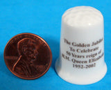 Queen Elizabeth II Golden Jubilee Thimble Bone China Smiling Photo 2002