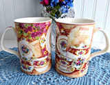 Royal Albert Lady Carlyle Collage Mug Pair Afternoon Tea Series Elegant Tea Mugs