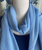 Blue Beaded Chiffon Shawl Long Scarf Evening Wrap Vintage 1990s