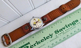 Vintage Mickey Mouse Wristwatch Not Running Leather Band Swiss Movement