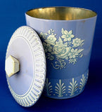 Tea Tin Tea Caddy Blue And White Canister Biscuit Tin 1950s England - Antiques And Teacups - 3