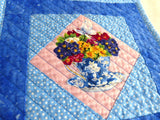 Pair of Padded Teacup Themed Potholders Blue Pink Hand Made Support Animal Charity