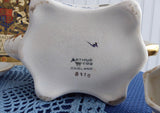 Fancy Teapot Paneled Blue Rose Heavy Gold A Wood Vintage 1960s Original Sticker