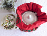 Christmas Colors Plaid Tea Cozy Padded Tea Cosy Gold Metallic Handmade Reversible
