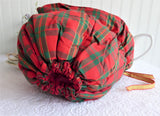 Christmas Colors Plaid Tea Cozy Padded Tea Cosy Gold Metallic Handmade Reversible