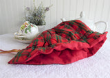 Christmas Colors Plaid Tea Cozy Padded Tea Cosy Gold Metallic Handmade Reversible