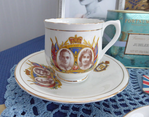 Cup and Saucer Coronation 1937 King George VI Queen Elizabeth English Bone China