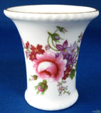 Toothpick Holder Royal Crown Derby English Bone China Derby Posies Pink Roses Small Vase