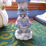 Snow Buddies Stacker Tea Table Decor Snowman Family Blue And White Christmas Winter