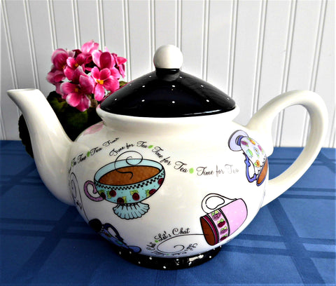 Time For Tea Teapot Large Bella Casa by Ganz Teacups Polka Dots 32 Oun –  Antiques And Teacups