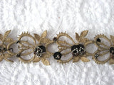 Beaded Tatted Lace Trim Antique Steel Cut Beads Tan Lace Dress Trim 1890s Mourning
