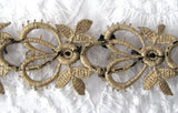 Beaded Tatted Lace Trim Antique Steel Cut Beads Tan Lace Dress Trim 1890s Mourning