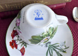 Botanical Cup And Saucer Breakfast Size Primrose Poppy Snowdrops Crown Trent