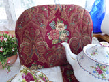Tea Cozy Red Paisley Floral Padded US Artisan Made New With Trivet Cosy