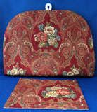 Tea Cozy Red Paisley Floral Padded US Artisan Made New With Trivet Cosy