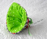 Teapot Lid Holder Padded Lid Knob Holder Cherries Green With Polka Dots