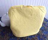 Tea Cozy Padded With Cross Stitch Teacups Blue White Yellow Artisan Made USA