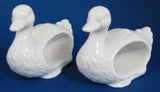 Goose Duck Napkin Ring Set Of 4 White Porcelain Figural Birds 1990s Charming
