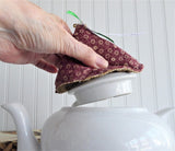 Padded Knob Holder Reddish Brown Tan Teapot Lid Holder Tan Checks Inside