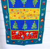 Tea Towel English 1980s Christmas Holiday Design Angels Trees Quirky Dish Towel