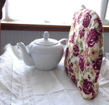 Tea Cozy Burgundy Roses Padded US Hand Made New With Trivet
