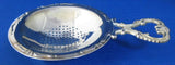 Tea Strainer With Base Silver Plate 3 Ball Feet 2 Piece Silver Plate Elegant Heart Handle