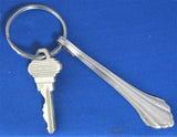 Spoon Handle Fob Key Ring Classic Shell Design Silver Plate Upcycled Artisan 1970s