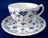 Finlandia Cup And Saucer Blue And White Ironstone Vintage Myott 1940s - Antiques And Teacups - 1