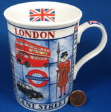 London Souvenir Mug English Bone China Guards Big Ben Double Decker Bus - Antiques And Teacups - 1