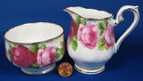 Cream And Sugar Royal Albert Old English Rose Brushed Gold Trim 1940s - Antiques And Teacups - 1