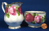 Cream And Sugar Royal Albert Old English Rose Brushed Gold Trim 1940s - Antiques And Teacups - 3
