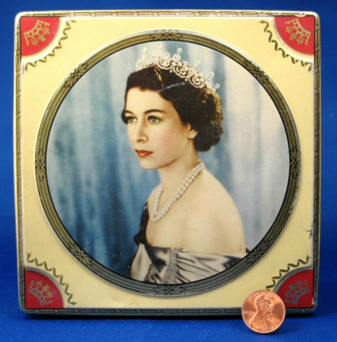 Queen Elizabeth II Coronation Tea Tin Chocolate Box 1953 Thornes Toffee Tin Royal Memorabilia - Antiques And Teacups - 1