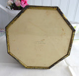 Panelled Floral Tea Caddy Tea Tin Octagonal 1950s Blue Yellow Green Canister