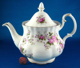 Royal Albert Teapot Lavender Rose English Made Bone China 1980s - Antiques And Teacups - 1