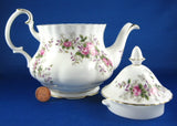 Royal Albert Teapot Lavender Rose English Made Bone China 1980s - Antiques And Teacups - 3
