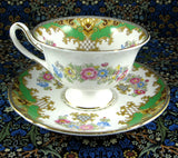 Shelley Green Sheraton Cup and Saucer England Gainsborough Shape - Antiques And Teacups - 2