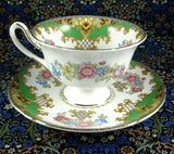 Shelley Green Sheraton Cup and Saucer England Gainsborough Shape - Antiques And Teacups - 2