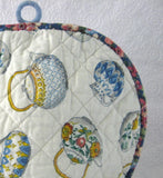 Tea Cozy Padded Teapots Cream Sugar Chintz Binding Hand Made 1960s - Antiques And Teacups - 2