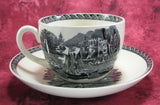 Wedgwood Cup And Saucer Lugano Black Transferware Italian Scene 1960s - Antiques And Teacups - 3