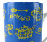 Mug Bounjour French Tea Time Tea Items Blue Yellow Ceramic Germany 10 Ounces - Antiques And Teacups - 2