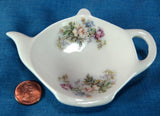 Teapot Shape Tea Bag Caddy Royal Patrician Aurora Rose Bouquet Bone China - Antiques And Teacups - 1