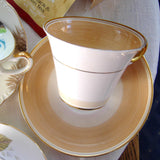 Shelley Regent Art Deco Cup And Saucer 1930s Swirls Brown White Gold - Antiques And Teacups - 2