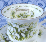 January Snowdrops Cup And Saucer Royal Albert Demi Flower Of The Month - Antiques And Teacups - 3