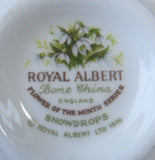 January Snowdrops Cup And Saucer Royal Albert Demi Flower Of The Month - Antiques And Teacups - 4