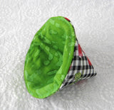 Padded Lid Knob Holder Cherries Teapot Lid Holder Green Marble Inside - Antiques And Teacups - 2