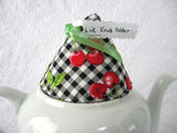 Padded Lid Knob Holder Cherries Teapot Lid Holder Green Marble Inside - Antiques And Teacups - 3
