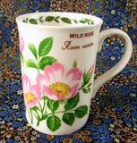 Mug Wild Rose Botanical English Bone China Crown Trent Pink Roses - Antiques And Teacups - 2